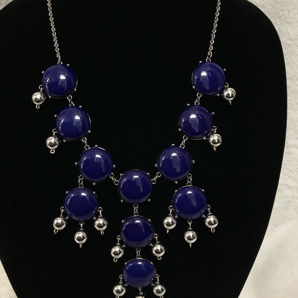 Blue with silver balls bubble necklace